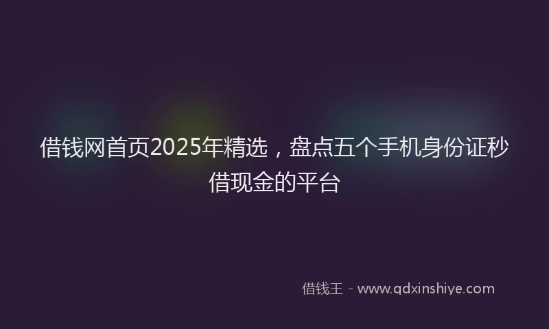 借钱网首页2025年精选，盘点五个手机身份证秒借现金的平台