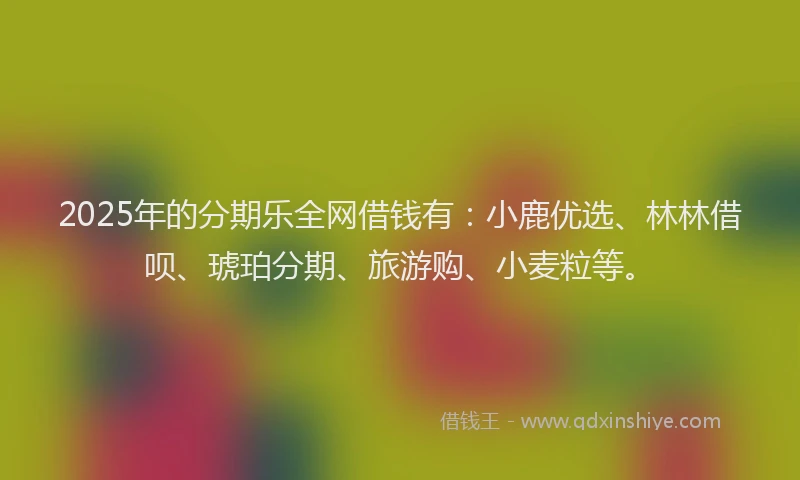2025年的分期乐全网借钱有：小鹿优选、林林借呗、琥珀分期、旅游购、小麦粒等。