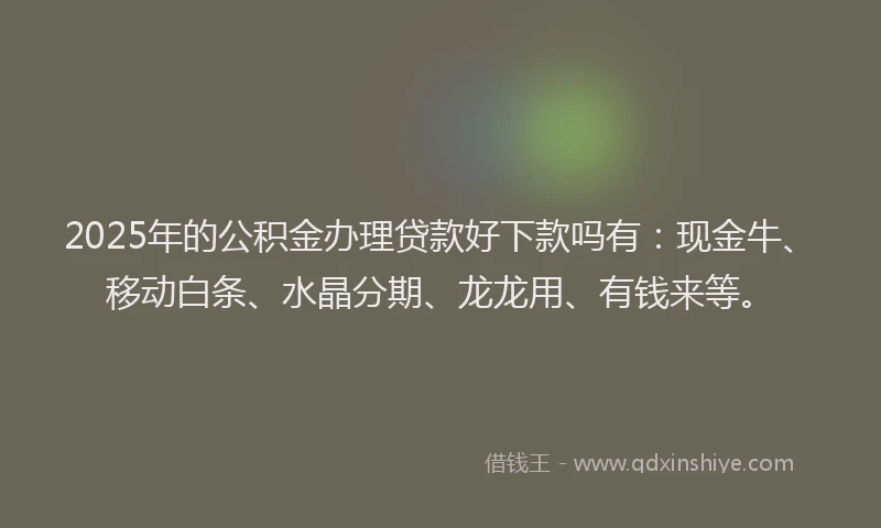 2025年的公积金办理贷款好下款吗有：现金牛、移动白条、水晶分期、龙龙用、有钱来等。