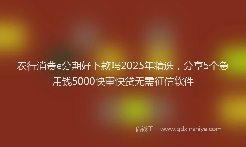 农行消费e分期好下款吗2025年精选，分享5个急用钱5000快审快贷无需征信软件