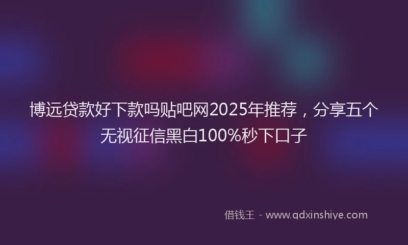 博远贷款好下款吗贴吧网2025年推荐，分享五个无视征信黑白100%秒下口子