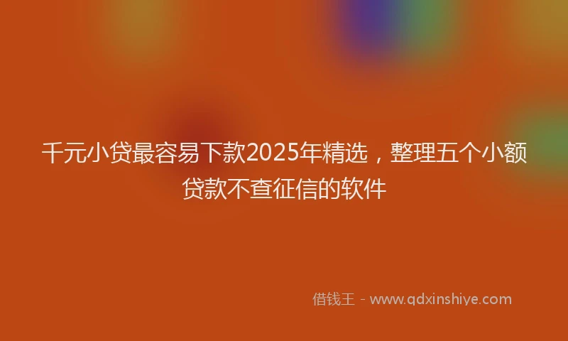 千元小贷最容易下款2025年精选，整理五个小额贷款不查征信的软件