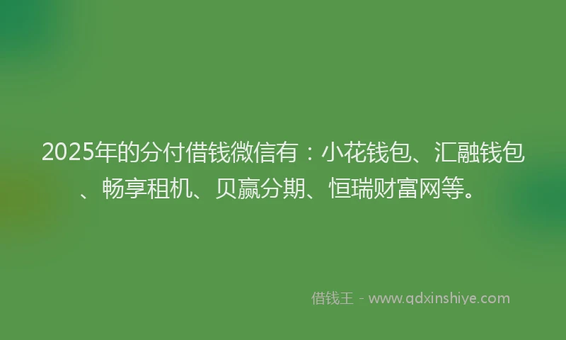 2025年的分付借钱微信有：小花钱包、汇融钱包、畅享租机、贝赢分期、恒瑞财富网等。