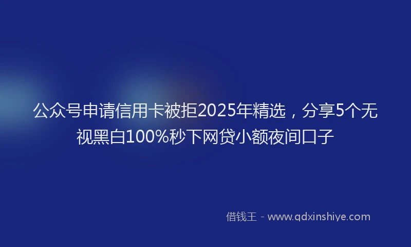 公众号申请信用卡被拒2025年精选，分享5个无视黑白100%秒下网贷小额夜间口子