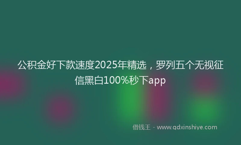 公积金好下款速度2025年精选，罗列五个无视征信黑白100%秒下app