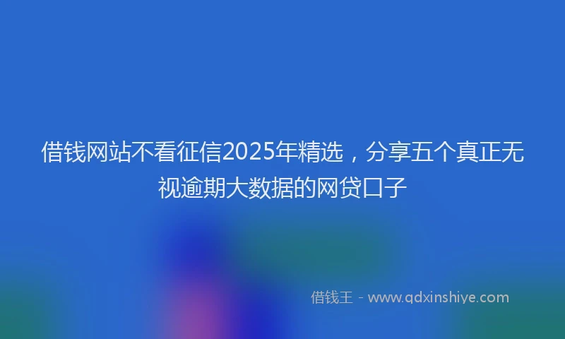 借钱网站不看征信2025年精选，分享五个真正无视逾期大数据的网贷口子