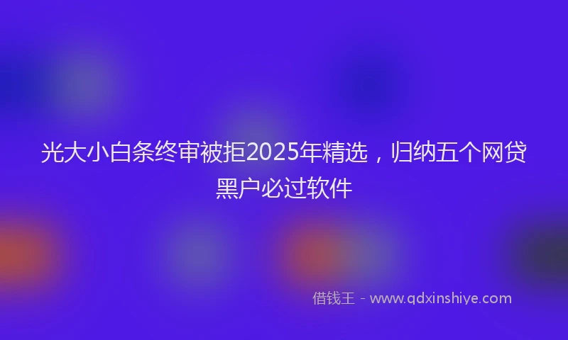 光大小白条终审被拒2025年精选，归纳五个网贷黑户必过软件