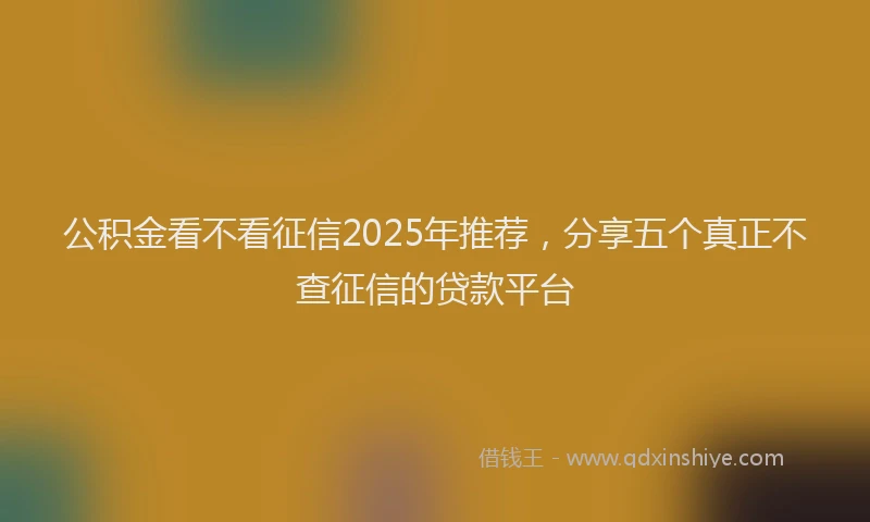 公积金看不看征信2025年推荐，分享五个真正不查征信的贷款平台