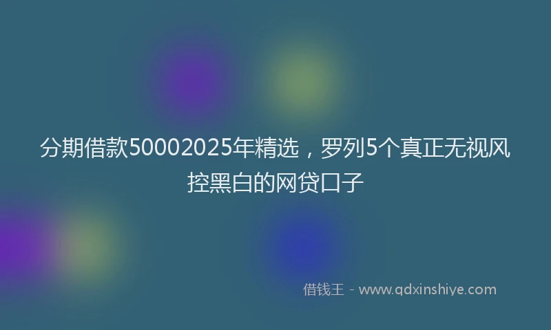 分期借款50002025年精选，罗列5个真正无视风控黑白的网贷口子