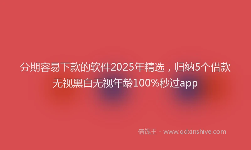 分期容易下款的软件2025年精选，归纳5个借款无视黑白无视年龄100%秒过app