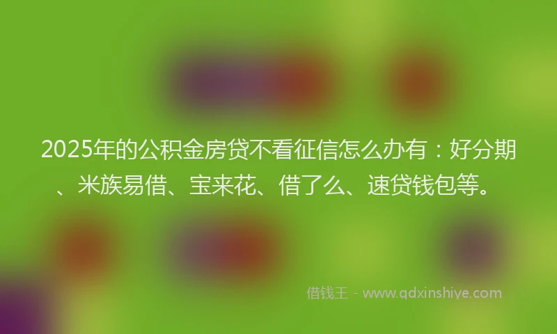 2025年的公积金房贷不看征信怎么办有：好分期、米族易借、宝来花、借了么、速贷钱包等。