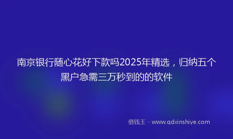 南京银行随心花好下款吗2025年精选，归纳五个黑户急需三万秒到的的软件