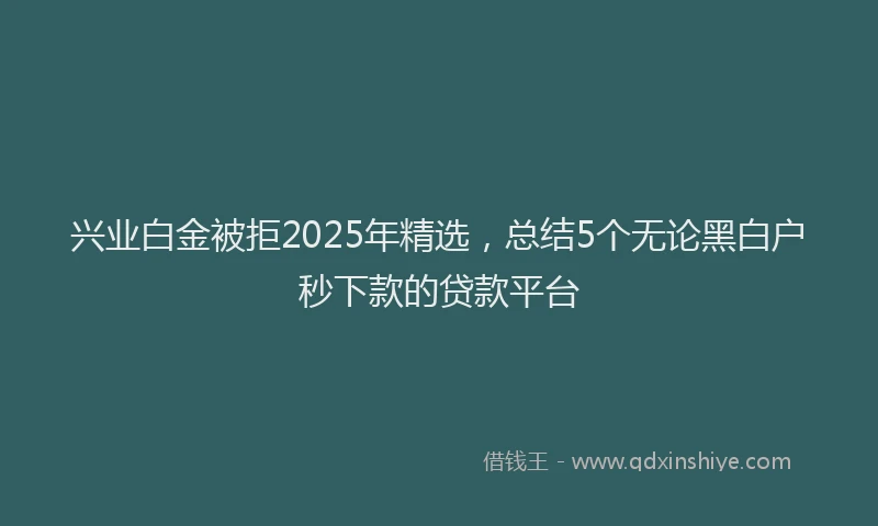 兴业白金被拒2025年精选，总结5个无论黑白户秒下款的贷款平台