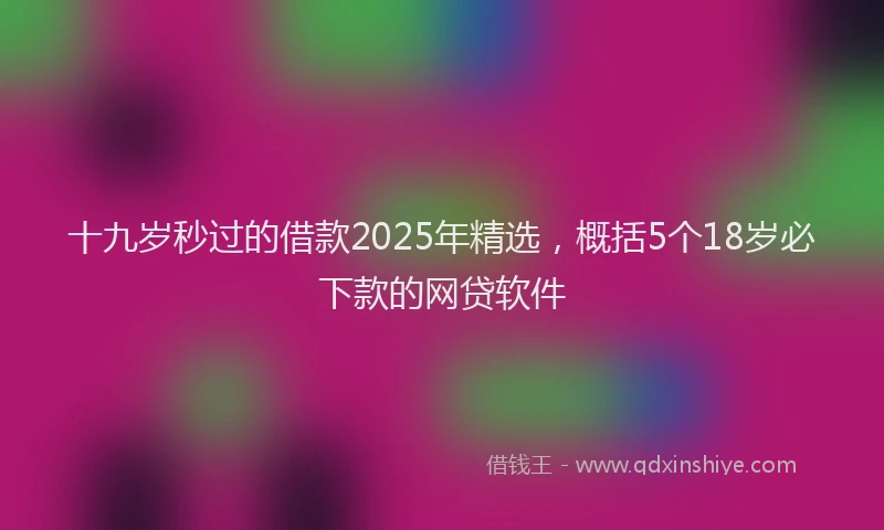 十九岁秒过的借款2025年精选，概括5个18岁必下款的网贷软件