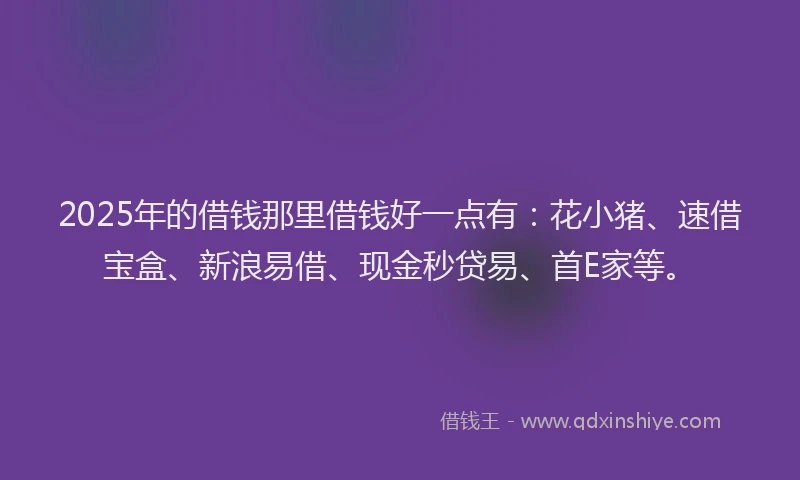 2025年的借钱那里借钱好一点有：花小猪、速借宝盒、新浪易借、现金秒贷易、首E家等。