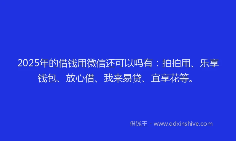 2025年的借钱用微信还可以吗有：拍拍用、乐享钱包、放心借、我来易贷、宜享花等。