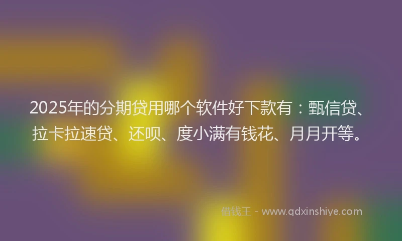 2025年的分期贷用哪个软件好下款有：甄信贷、拉卡拉速贷、还呗、度小满有钱花、月月开等。