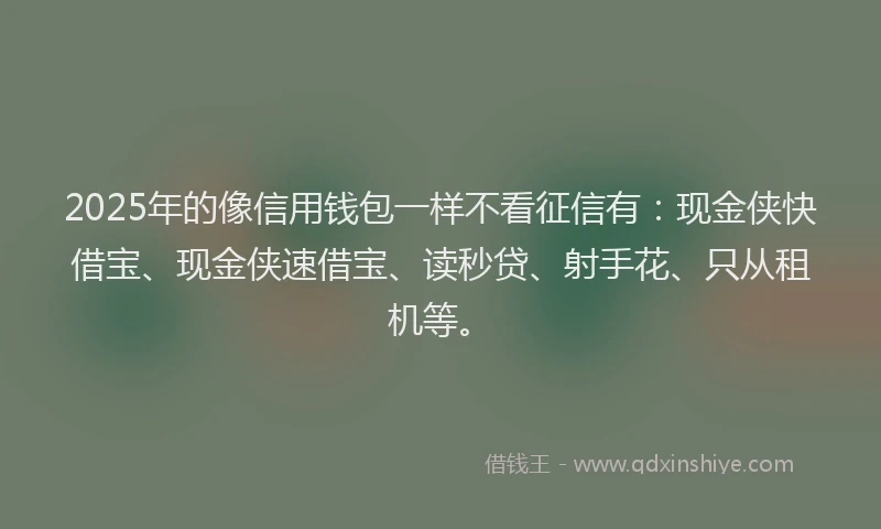 2025年的像信用钱包一样不看征信有：现金侠快借宝、现金侠速借宝、读秒贷、射手花、只从租机等。