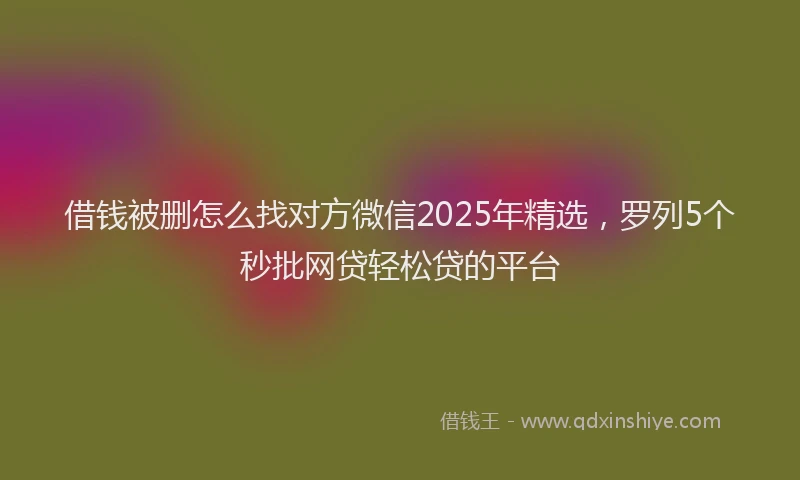 借钱被删怎么找对方微信2025年精选，罗列5个秒批网贷轻松贷的平台