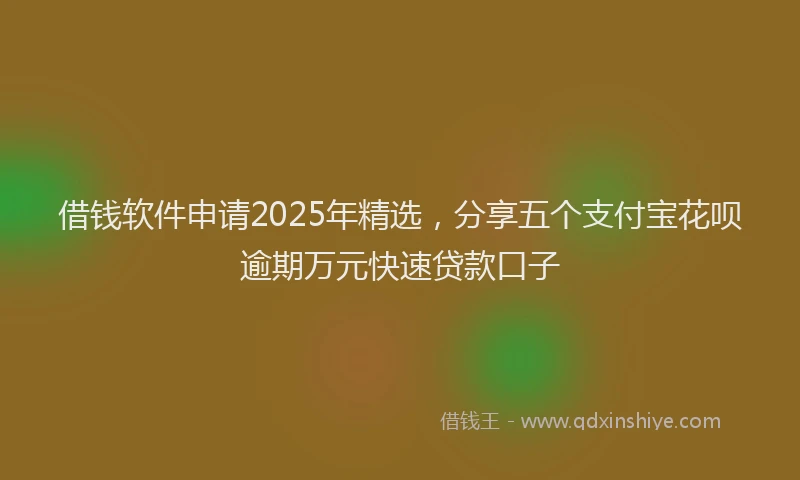 借钱软件申请2025年精选，分享五个支付宝花呗逾期万元快速贷款口子