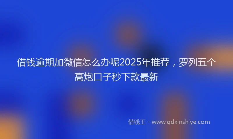 借钱逾期加微信怎么办呢2025年推荐，罗列五个高炮口子秒下款最新