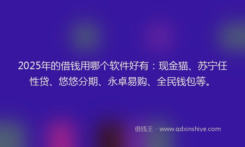 2025年的借钱用哪个软件好有：现金猫、苏宁任性贷、悠悠分期、永卓易购、全民钱包等。