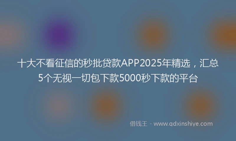 十大不看征信的秒批贷款APP2025年精选，汇总5个无视一切包下款5000秒下款的平台