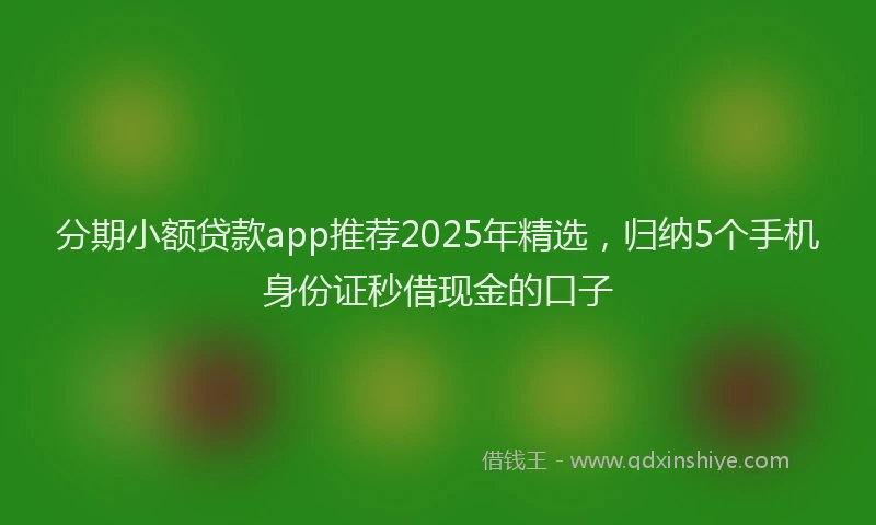 分期小额贷款app推荐2025年精选，归纳5个手机身份证秒借现金的口子