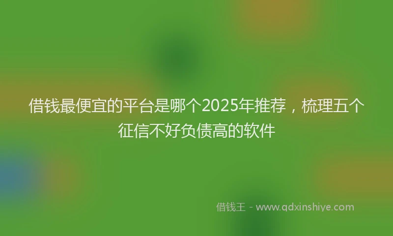 借钱最便宜的平台是哪个2025年推荐，梳理五个征信不好负债高的软件