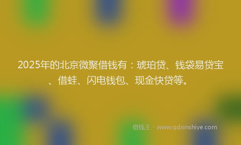 2025年的北京微聚借钱有：琥珀贷、钱袋易贷宝、借蛙、闪电钱包、现金快贷等。
