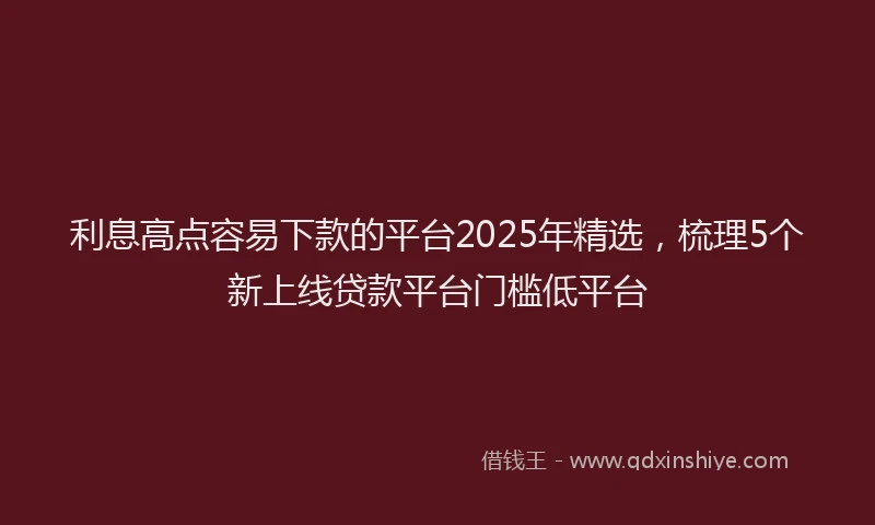利息高点容易下款的平台2025年精选，梳理5个新上线贷款平台门槛低平台