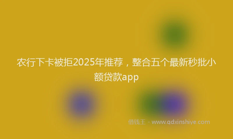 农行下卡被拒2025年推荐，整合五个最新秒批小额贷款app