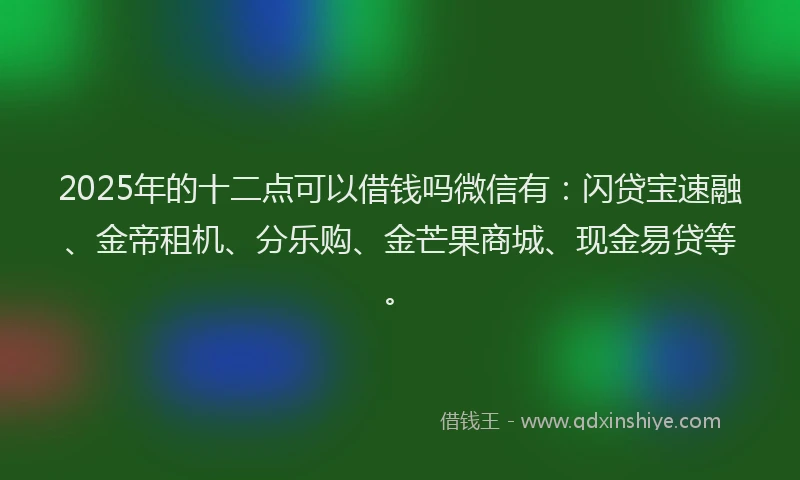 2025年的十二点可以借钱吗微信有：闪贷宝速融、金帝租机、分乐购、金芒果商城、现金易贷等。