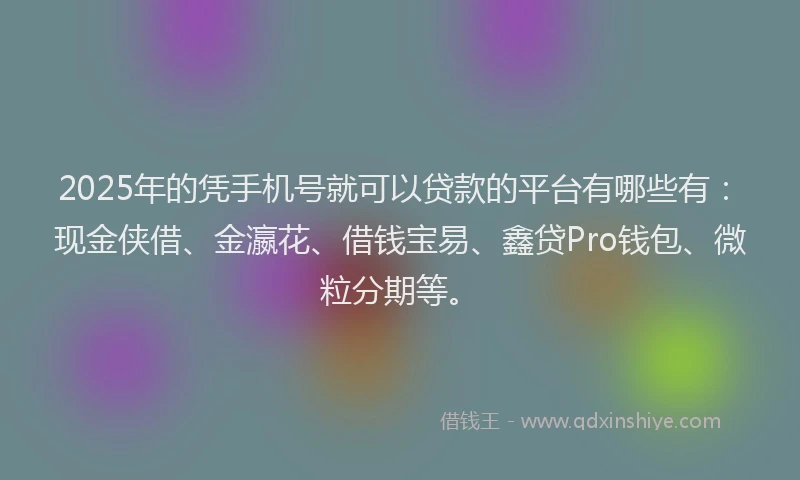 2025年的凭手机号就可以贷款的平台有哪些有：现金侠借、金瀛花、借钱宝易、鑫贷Pro钱包、微粒分期等。