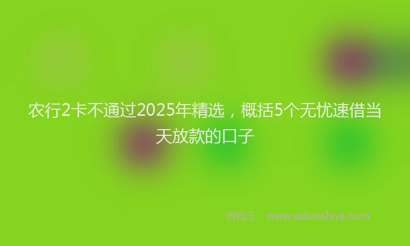 农行2卡不通过2025年精选，概括5个无忧速借当天放款的口子