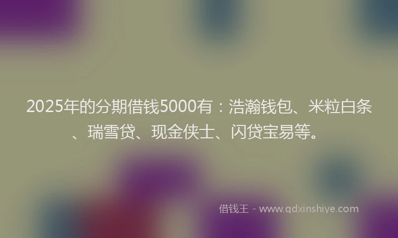 2025年的分期借钱5000有：浩瀚钱包、米粒白条、瑞雪贷、现金侠士、闪贷宝易等。