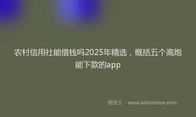 农村信用社能借钱吗2025年精选，概括五个高炮能下款的app
