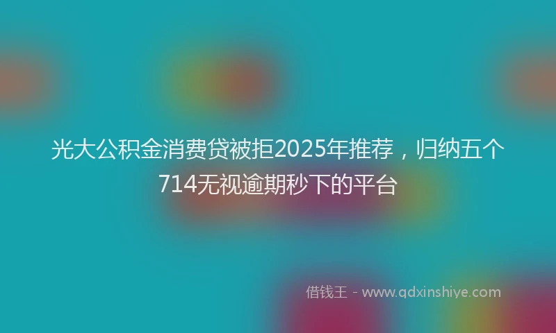 光大公积金消费贷被拒2025年推荐，归纳五个714无视逾期秒下的平台