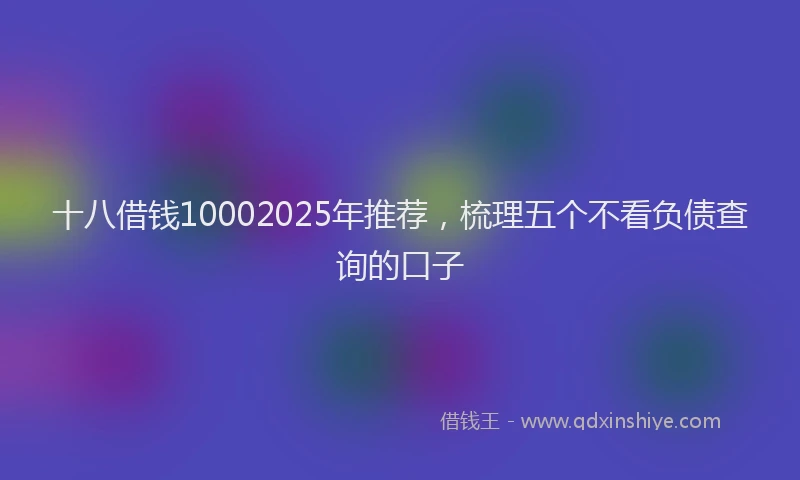 十八借钱10002025年推荐，梳理五个不看负债查询的口子