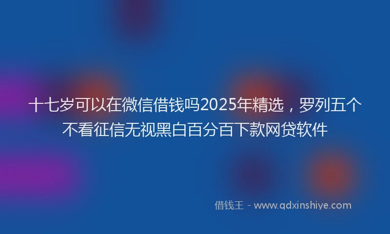 十七岁可以在微信借钱吗2025年精选，罗列五个不看征信无视黑白百分百下款网贷软件