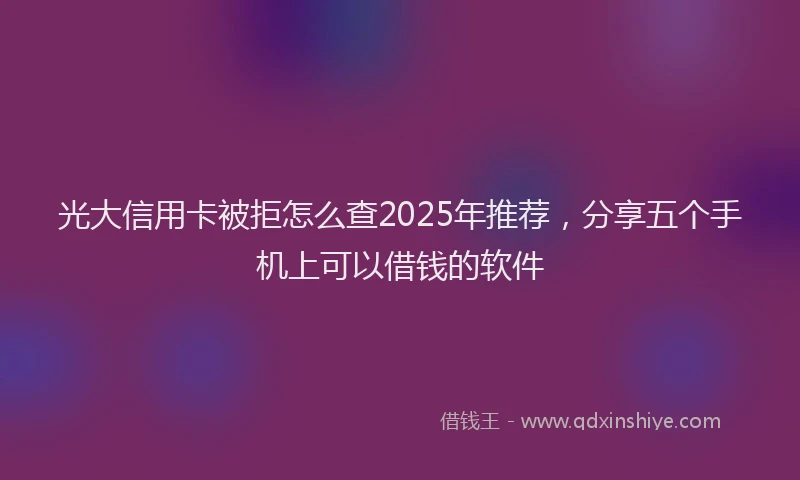 光大信用卡被拒怎么查2025年推荐，分享五个手机上可以借钱的软件