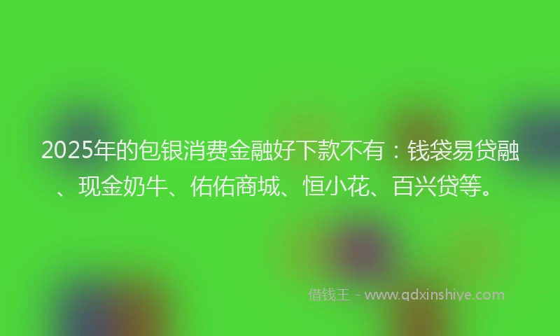 2025年的包银消费金融好下款不有：钱袋易贷融、现金奶牛、佑佑商城、恒小花、百兴贷等。