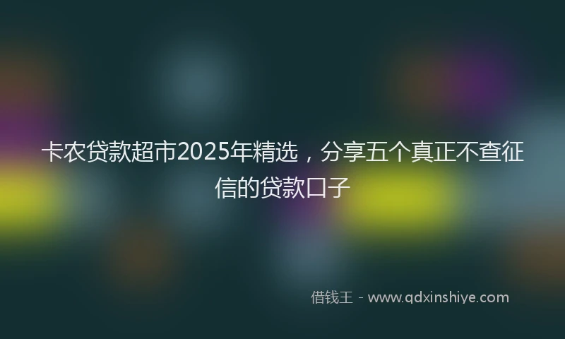 卡农贷款超市2025年精选，分享五个真正不查征信的贷款口子