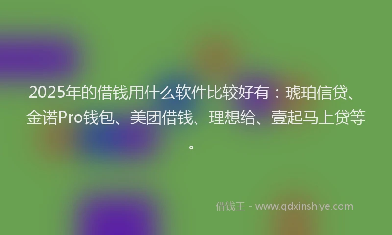 2025年的借钱用什么软件比较好有：琥珀信贷、金诺Pro钱包、美团借钱、理想给、壹起马上贷等。