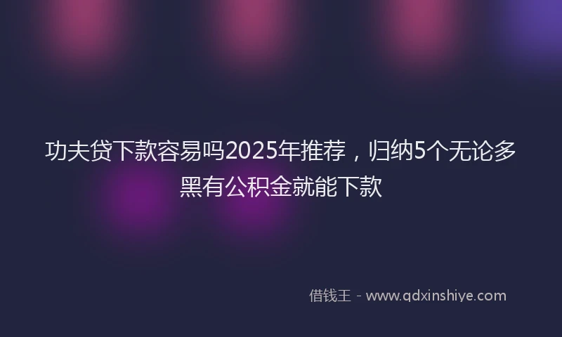 功夫贷下款容易吗2025年推荐，归纳5个无论多黑有公积金就能下款