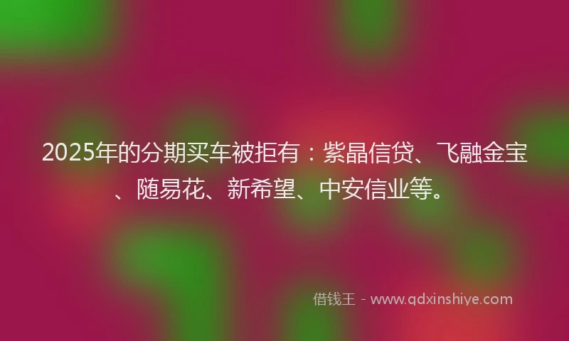 2025年的分期买车被拒有：紫晶信贷、飞融金宝、随易花、新希望、中安信业等。