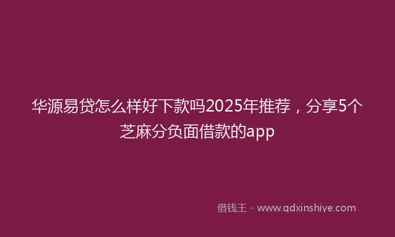 华源易贷怎么样好下款吗2025年推荐，分享5个芝麻分负面借款的app