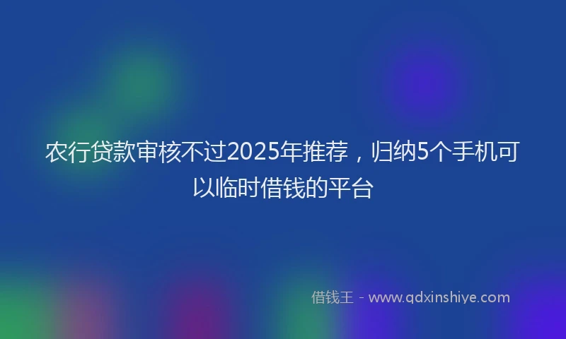 农行贷款审核不过2025年推荐，归纳5个手机可以临时借钱的平台