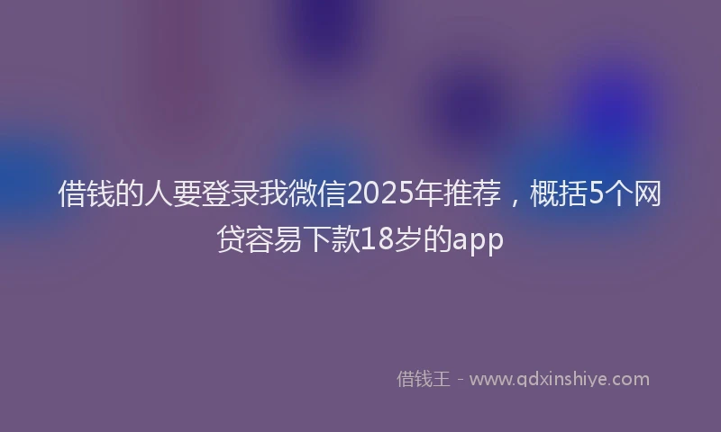 借钱的人要登录我微信2025年推荐，概括5个网贷容易下款18岁的app