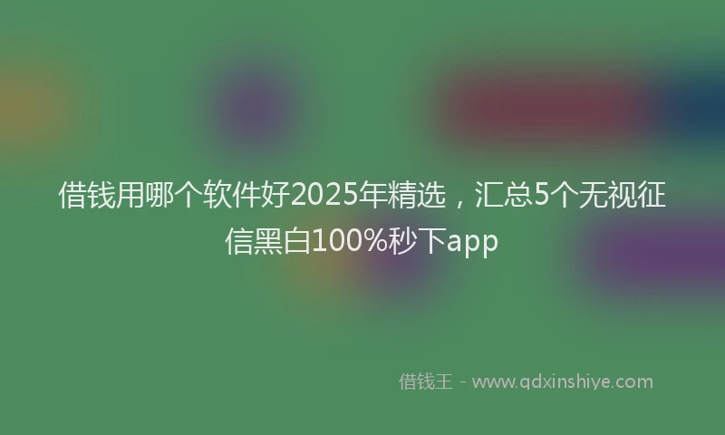借钱用哪个软件好2025年精选，汇总5个无视征信黑白100%秒下app